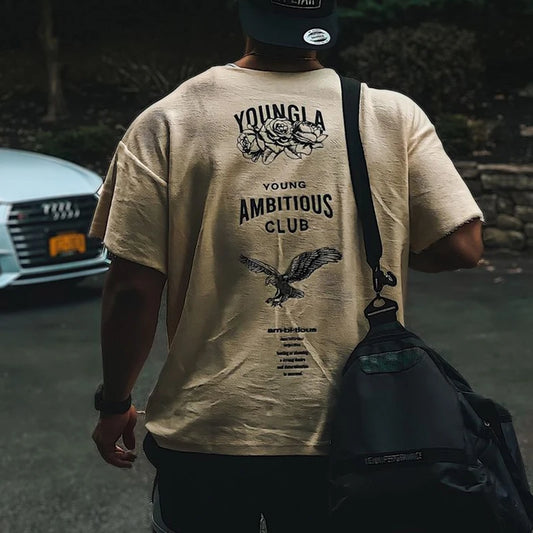 Men’s Oversized Printed T-Shirt | Casual Cotton Short Sleeve Gym Top