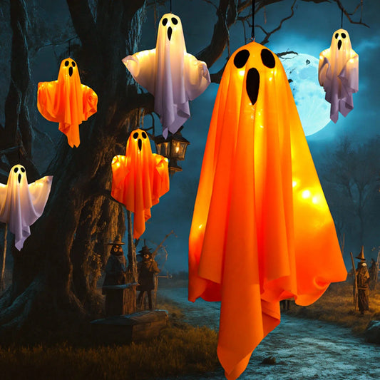 Light-Up Hanging Ghost | 50x40cm White Flying Decoration