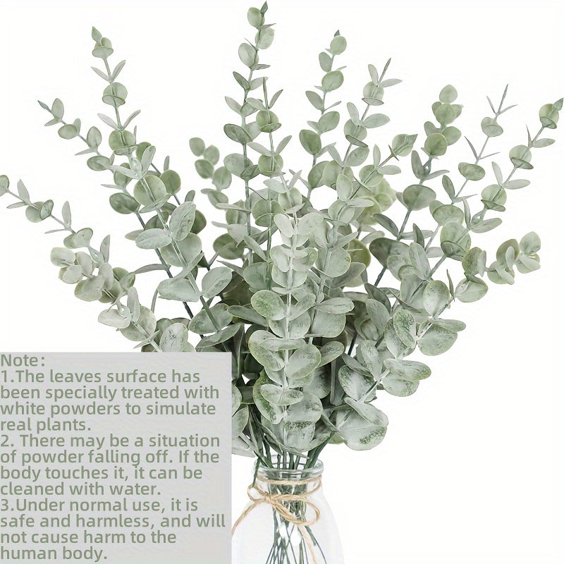 18pcs Artificial Eucalyptus Stems | 15-Inch Faux Green Branches