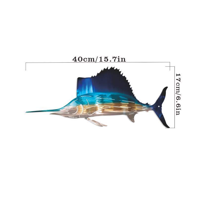 Tropical Metal Sailfish Wall Art | Wrought Iron Sculpture Decor