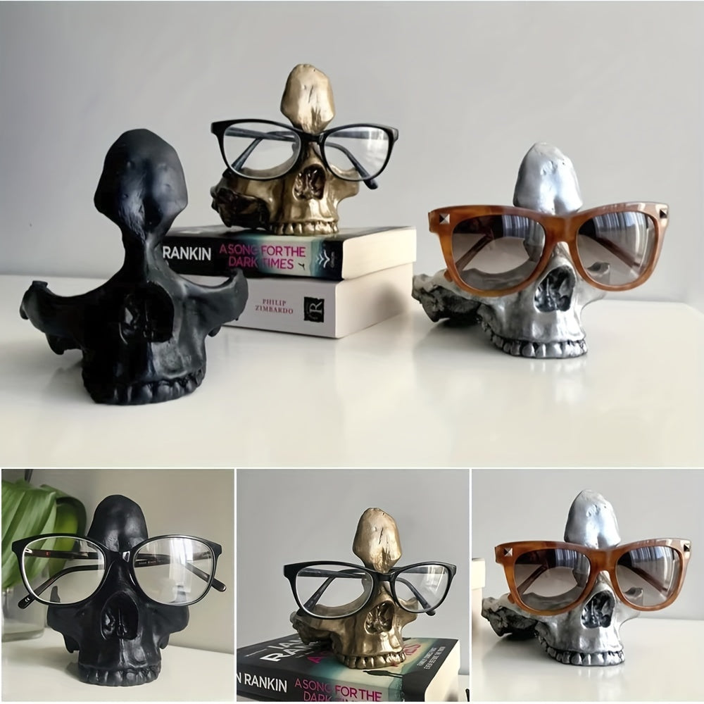 Gothic Skull Glasses Holder | Skull Statue Eyewear Stand Decor