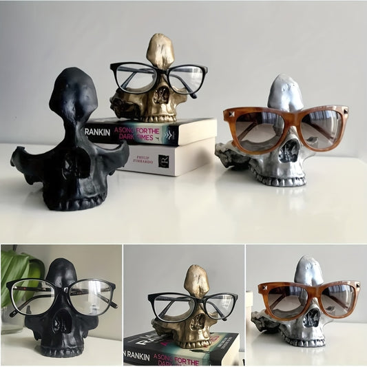 Gothic Skull Glasses Holder | Skull Statue Eyewear Stand Decor