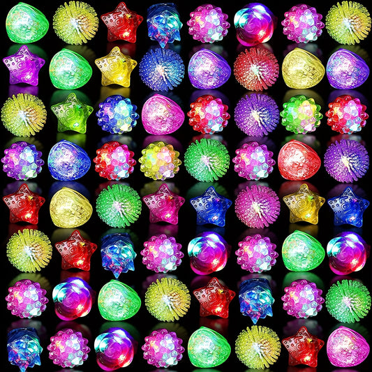 60/30/15PCS LED Light Up Rings | Colorful Neon Party Favors