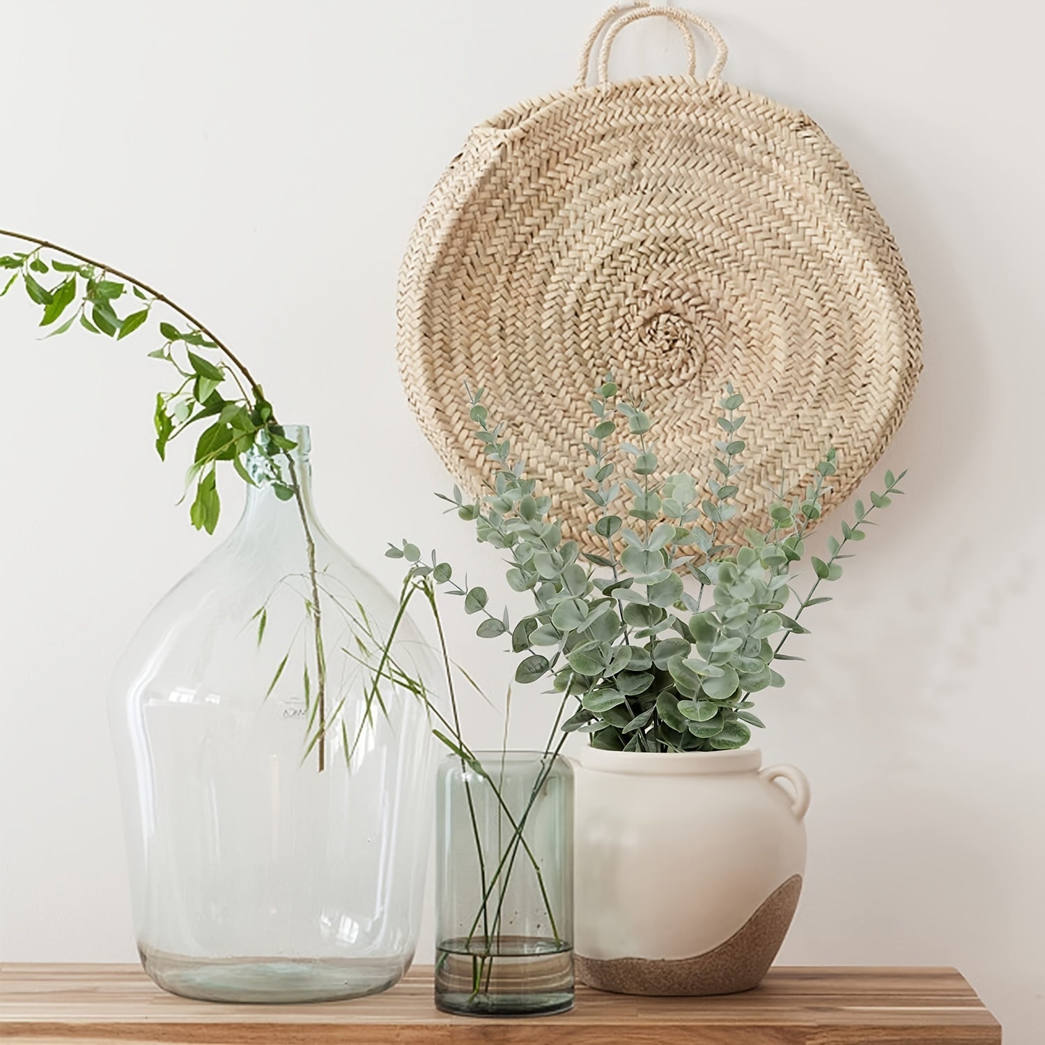 18pcs Artificial Eucalyptus Stems | 15-Inch Faux Green Branches