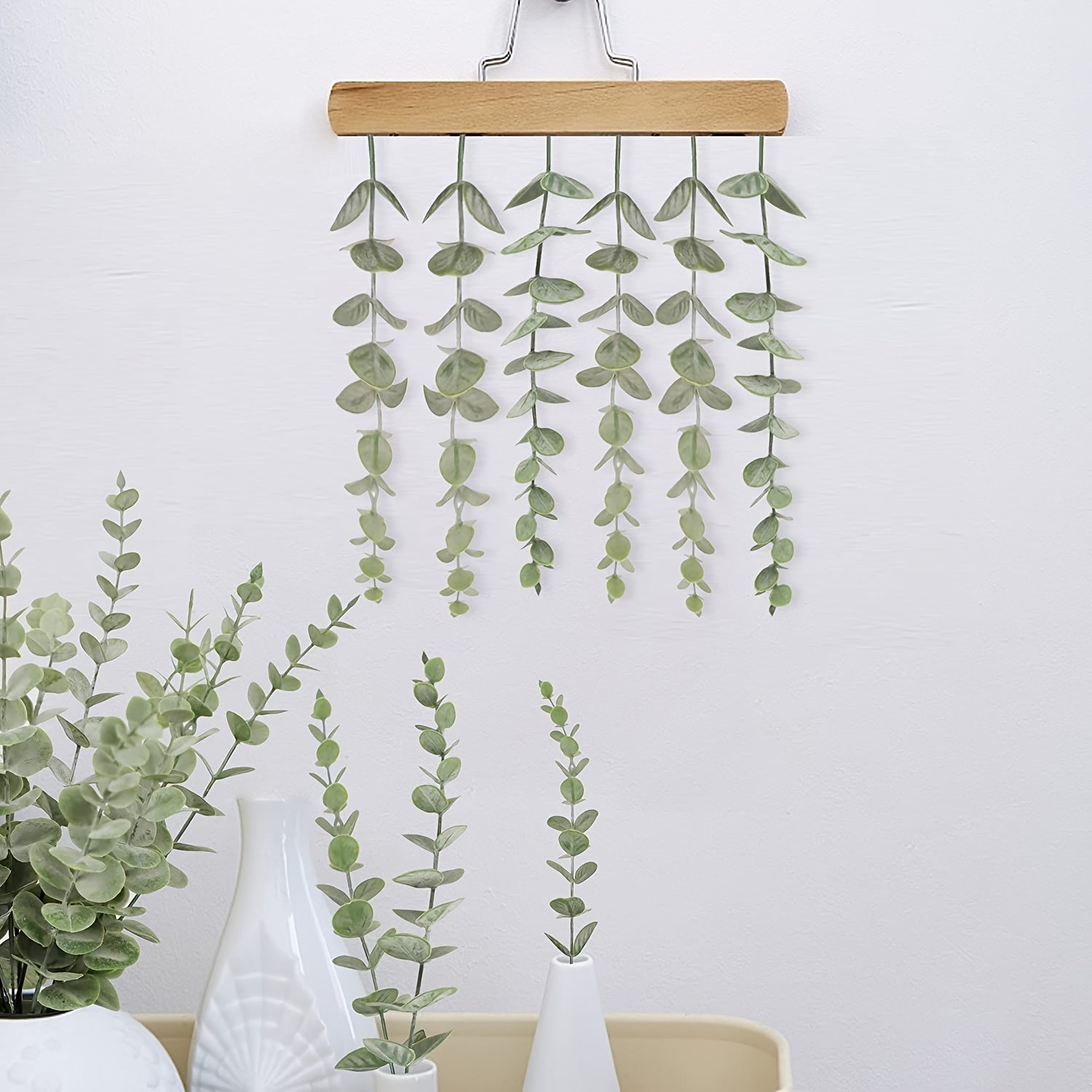 18pcs Artificial Eucalyptus Stems | 15-Inch Faux Green Branches