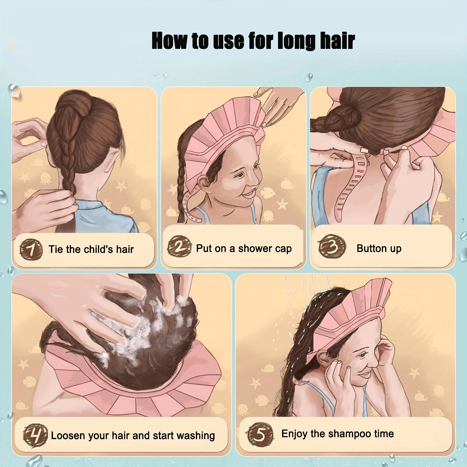 Adjustable Shower Cap for Youngsters | Soft, Water-Resistant & Eye Protection
