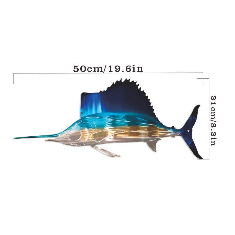 Tropical Metal Sailfish Wall Art | Wrought Iron Sculpture Decor