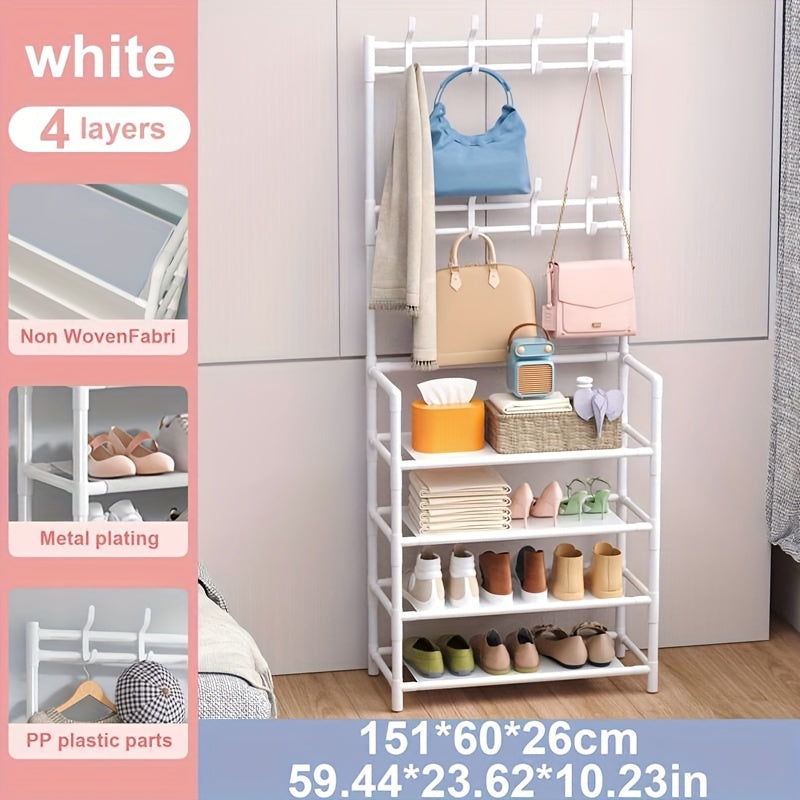 4/5 Layer Carbon Steel Coat Rack | Multipurpose Hanger & Shoe Shelf