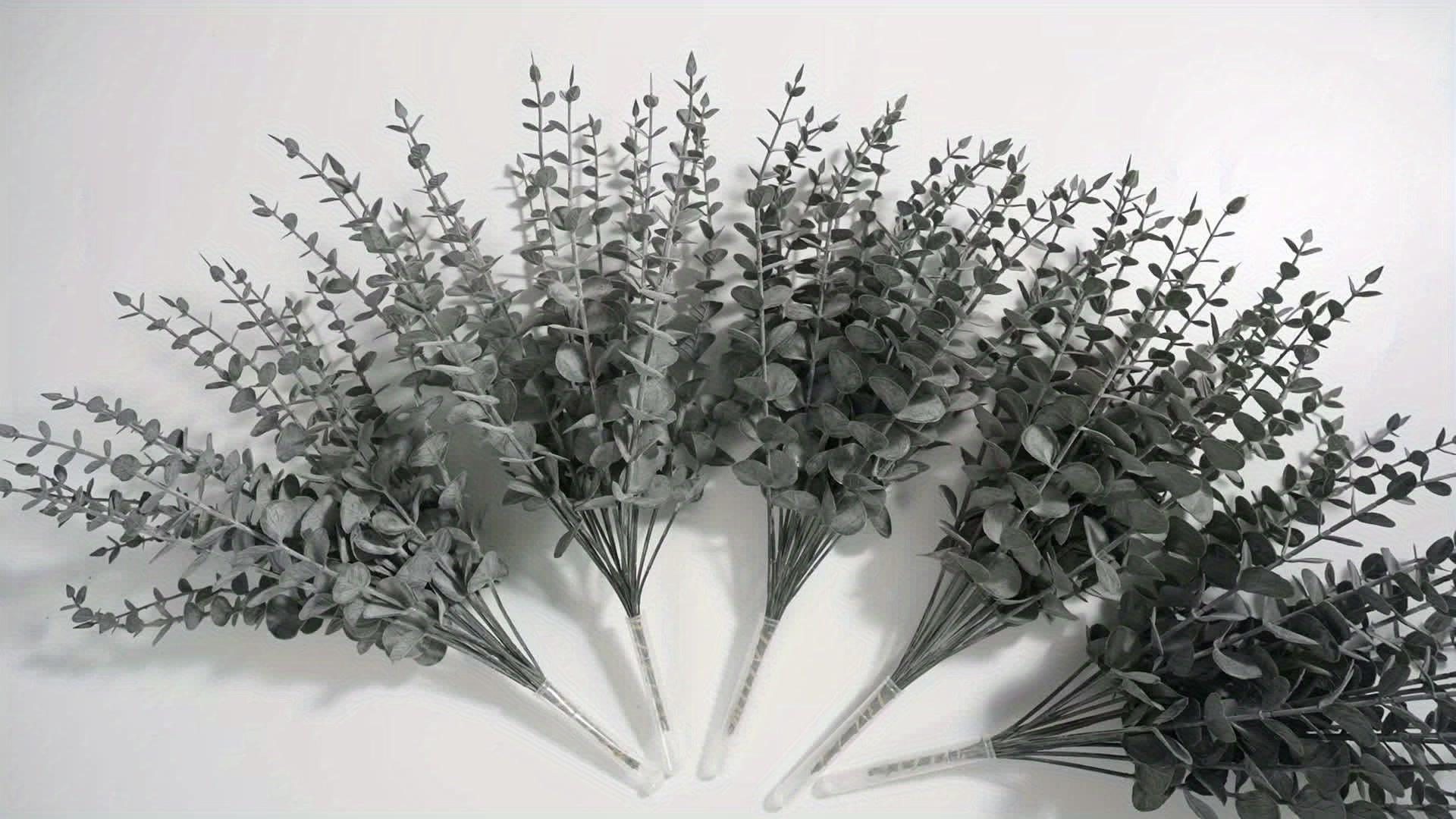 18pcs Artificial Eucalyptus Stems | 15-Inch Faux Green Branches