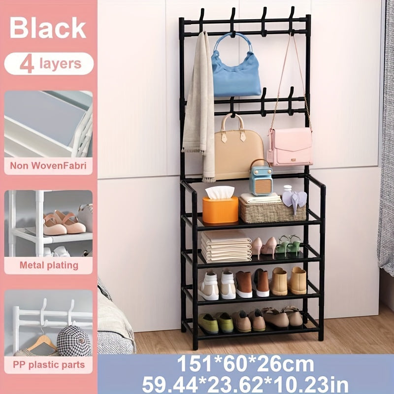 4/5 Layer Carbon Steel Coat Rack | Multipurpose Hanger & Shoe Shelf