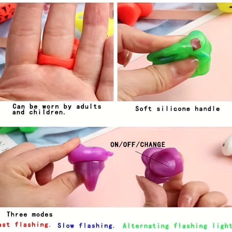 Colorful silicone handles for a product, with text indicating features like soft silicone handle and multiple modes.