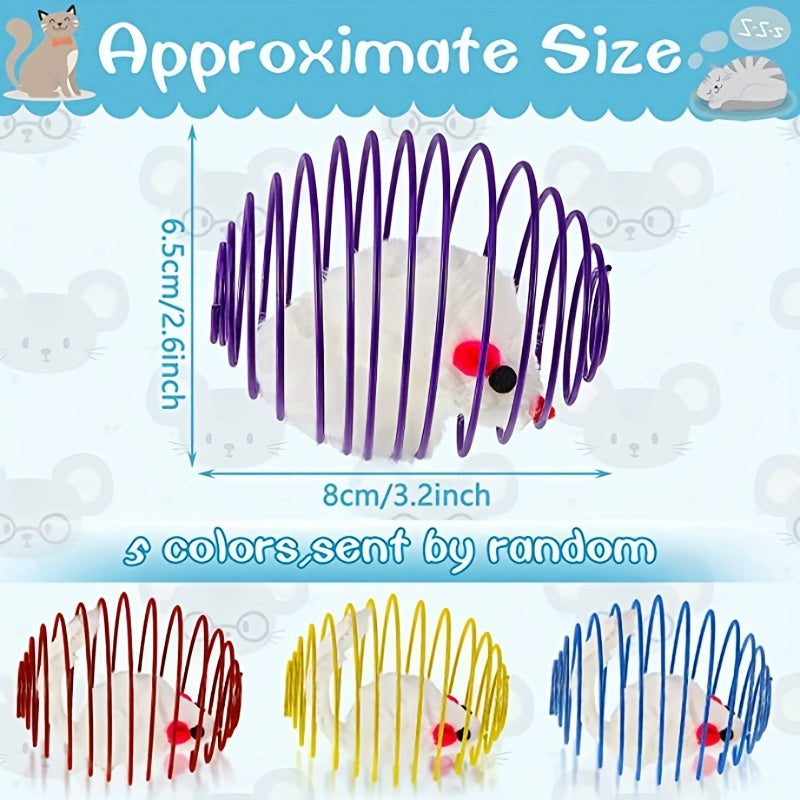 3pcs Colorful Spring Toy Set | Interactive Cat Balls & Mouse Toys